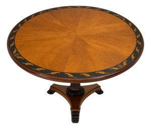 20th-C. Maitland-Smith Neo-Classical Style Inlaid Mahogany Round Dining or Center Table