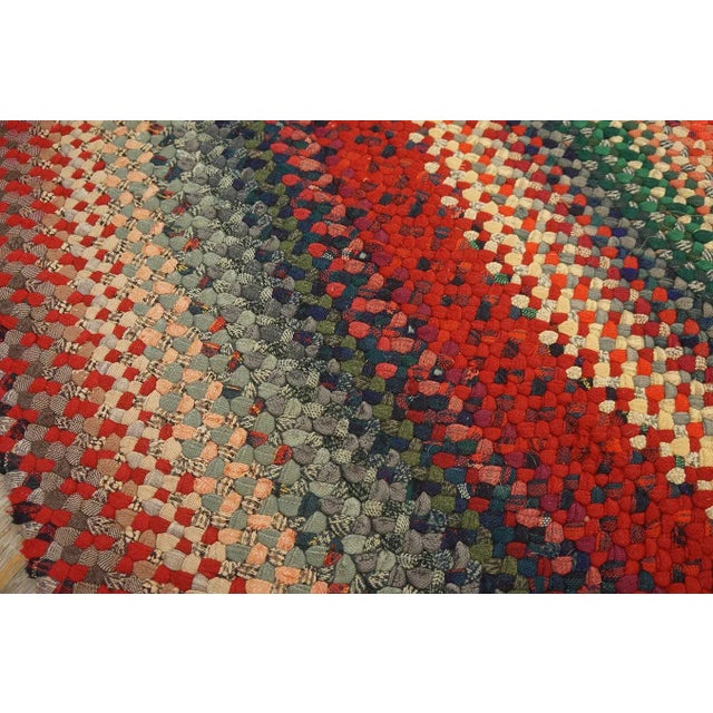 1930s Multicolor Folk Art Antique Oval American Braided Rug 6'10" X 9'2" Cotton Carpet For Sale - Image 13 of 15
