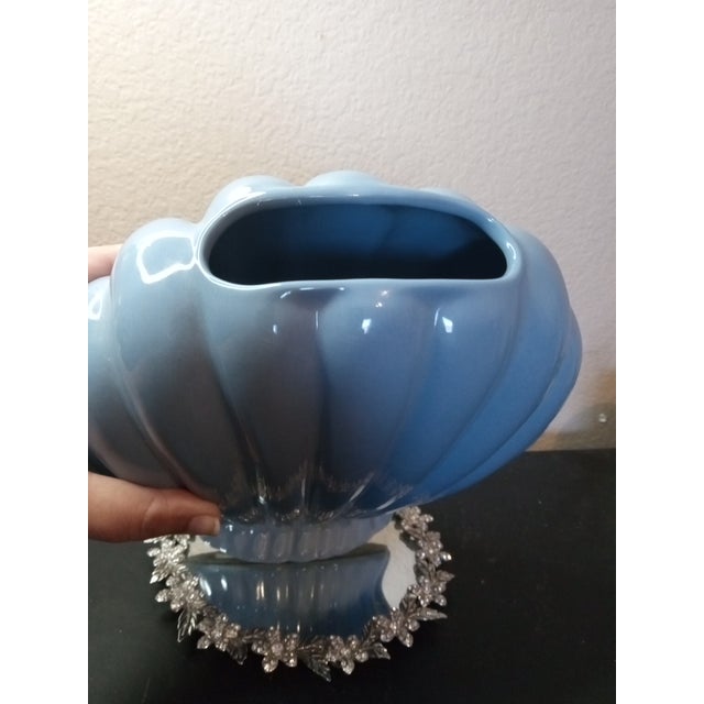 Ceramic Stunning Haeger Ribbed Fan Vase For Sale - Image 7 of 7