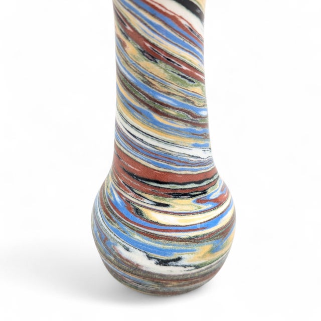 Mid 20th Century Desert Sands Multi Color Swirl Art Pottery Vase For Sale In Charlotte - Image 6 of 9