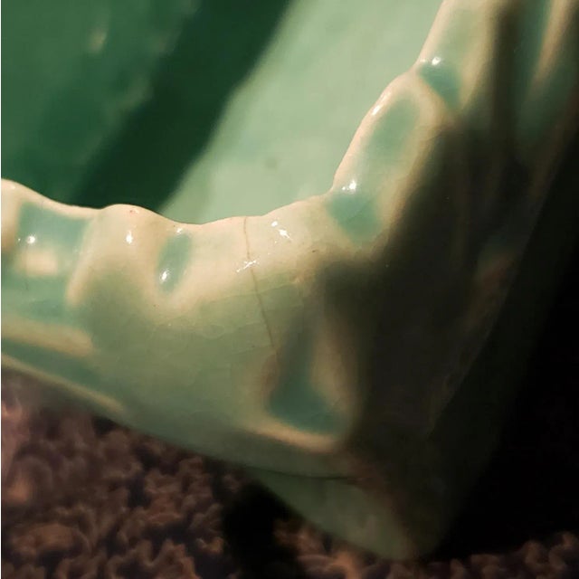 Ceramic 1940s McCoy Ivy Strap Rectangular Planter in Teal For Sale - Image 7 of 10