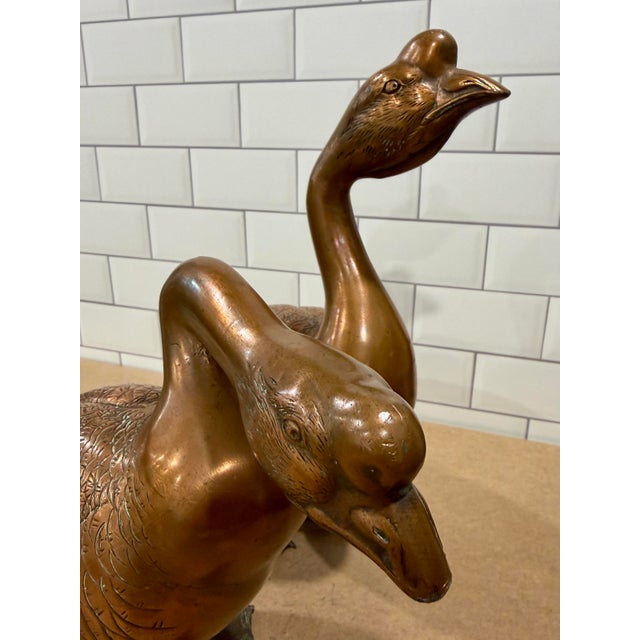 Copper Vintage Pair of Large Copper Geese For Sale - Image 8 of 15