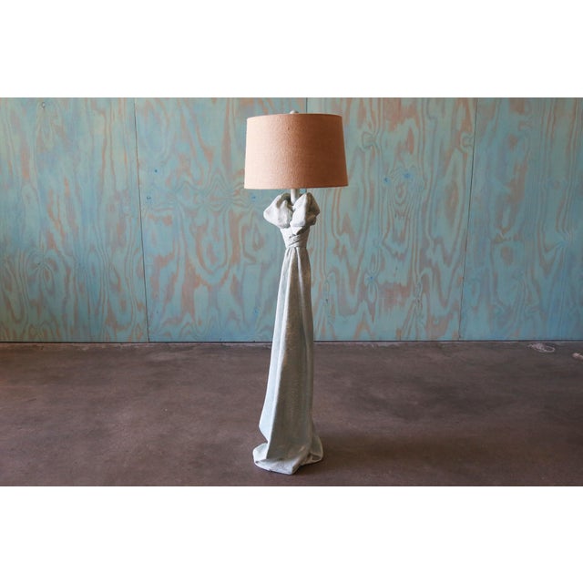 Hollywood Regency Vintage Sculptural Trompe l'Oeil Plaster "Drape" Floor Lamp After John Dickinson For Sale - Image 3 of 16