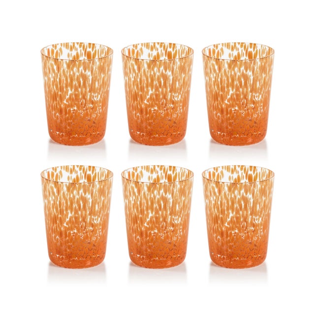 Willa Speckled Glass Tumblers - Orange, Set of 6 For Sale - Image 4 of 4