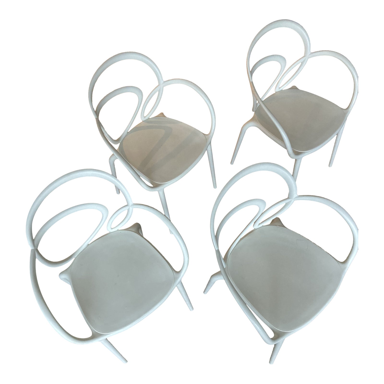 Four White Plastic Designer Chairs From Moma Store Chairish