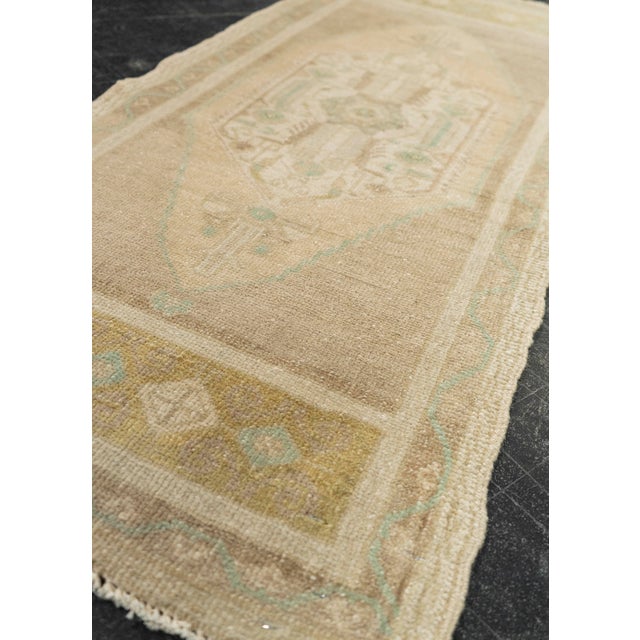 Textile Turkish Mini Rug Oriental Hand Knotted Vintage Rug 1'8" x 3'7" #21036 For Sale - Image 7 of 8