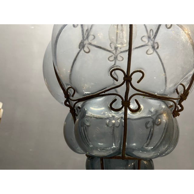 Wrought Iron Murano Glass Pendant Light, 1960s For Sale - Image 9 of 11