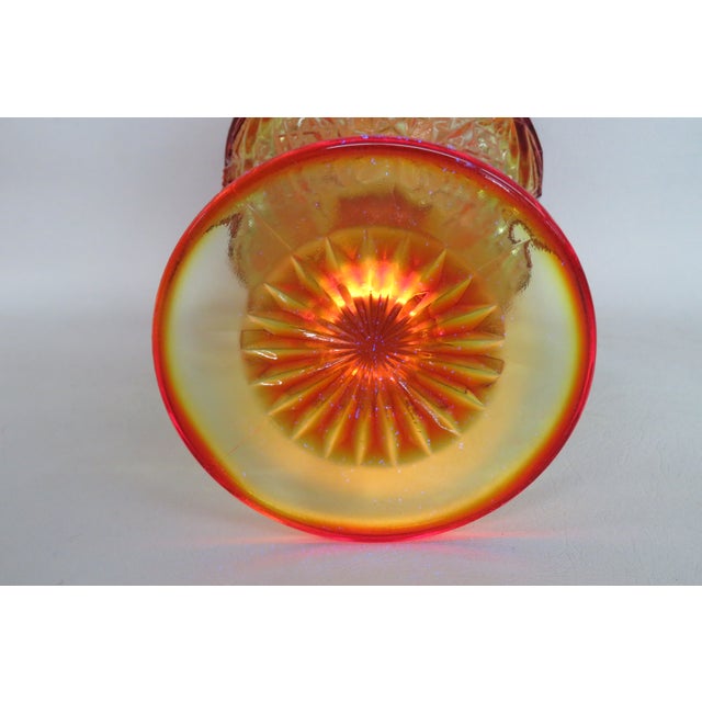 Viking Glass Amberina Yesteryear Star Footed Compote Goblet Cadmium Glow 5877b For Sale - Image 10 of 14
