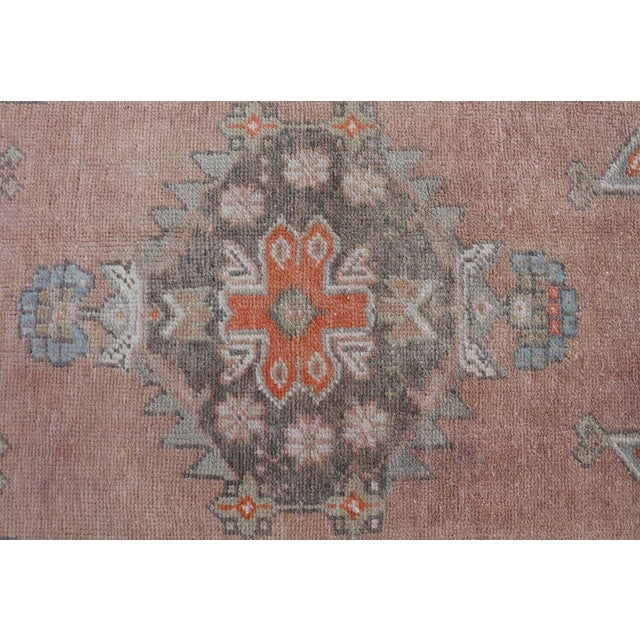 Medallion Design Vintage Turkish Oushak Rug With Salmon and Pops of Orange 3'4"x5'7" For Sale - Image 4 of 10