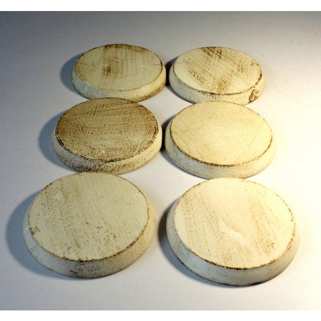 Wooden Florentine Coasters With Floral Motifs - Set of 6 - Vintage For Sale - Image 9 of 10