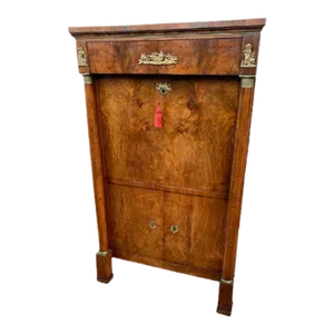 Mid 19th Century Antique French Empire Charles X Ormolu Mounded Mahogany Secretairy Desk