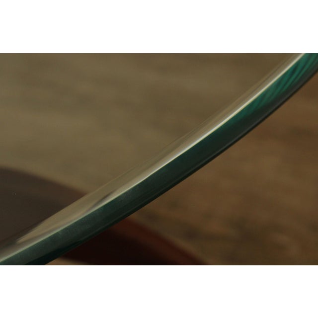 Wood Mid Century Modern Glass Top Walnut Coffee Table For Sale - Image 7 of 18