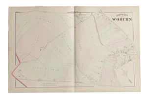 Antique Woburn Massachusetts Atlas Map Plate M