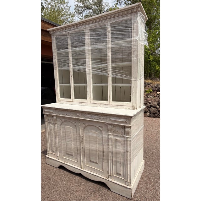 White Antique French Provincial Two-Piece Bibliothèque Hutch, Circa 1870–1900 For Sale - Image 8 of 10