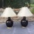 Black Pair of Ralph Lauren Gloss Black "Malin Ming" Lamps With Cream Coolie Shades and Brass Bases For Sale - Image 8 of 11