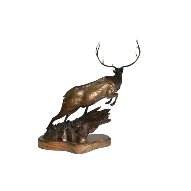 James Stafford "Flight" Bronze Elk Sculpture For Sale In Portland, OR - Image 6 of 11