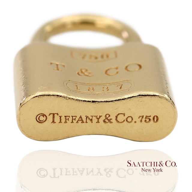 Metal Early 19th Century Tiffany & Co. 18k Yellow Gold Padlock Charm Pendant Necklace (Non Openable) For Sale - Image 7 of 12
