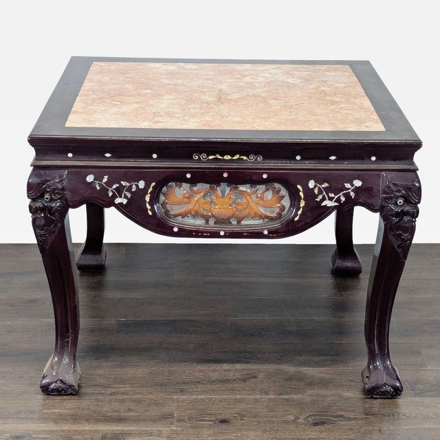 Chinese Vintage Chinese Marble Top End Table For Sale - Image 3 of 10