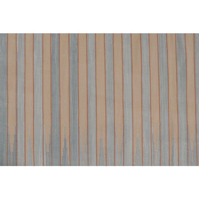 Contemporary Rug & Kilim’s Contemporary Indian Dhurrie Rug in Light Blue and Brown Stripes For Sale - Image 3 of 9