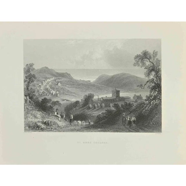 St.Bees College is an etching realized in 1845 by R. Wallis. Signed in plate. The artwork is realized in a well-balanced...