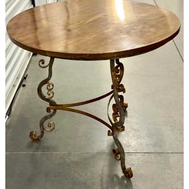 1940s Wrought Iron French Guéridon Side Table For Sale - Image 4 of 9