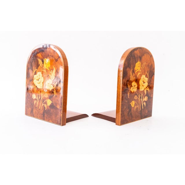 Brown Bookends in Polished Wood with Inlays, 1960s, Set of 2 For Sale - Image 8 of 12
