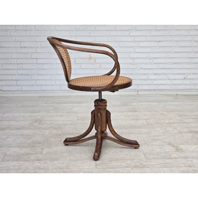 Swivel Armchair in Bentwood and Furniture Mesh, 1950s For Sale - Image 6 of 18