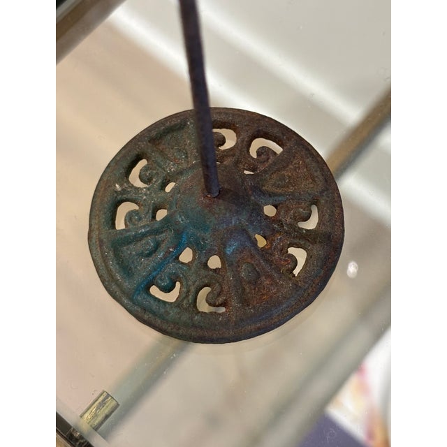 Silver Antique Blown Mercury Glass Christmas Tree Topper With Metal Stand For Sale - Image 8 of 11