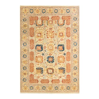 Mogul Collection Hand-Knotted Area Rug - Ivory 6' 1" x 9' 1" For Sale