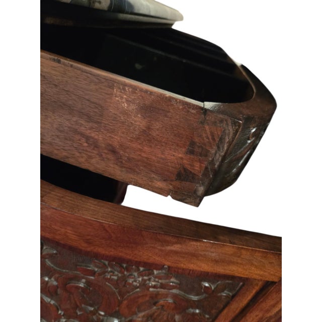 Antique Italian Renaissance Revival Walnut Marble Top Commode Sideboard Cabinet For Sale - Image 10 of 16