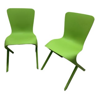 Pair of Green Washington Skin Knoll Chairs For Sale