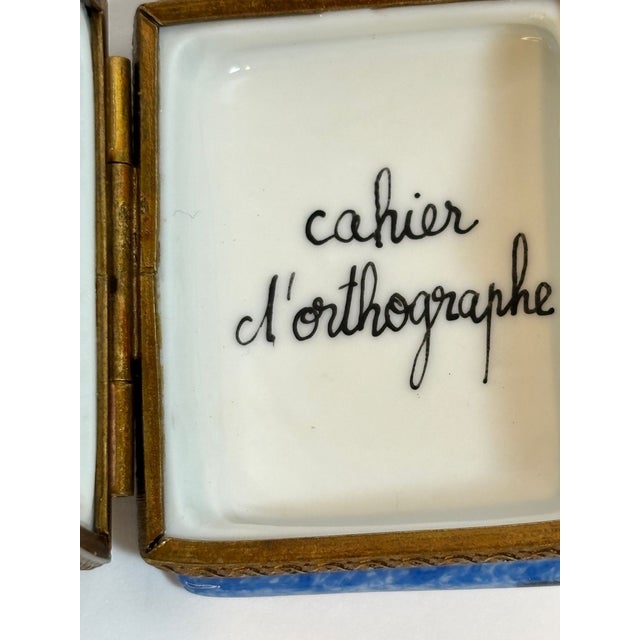 Limoges Porcelain Box With Teddy Bear on Book Hand-Painted France For Sale - Image 12 of 12