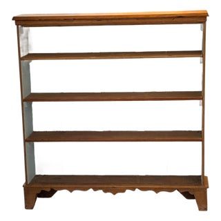 19th Century Pine Open Bookcase With Painted Blue Interior For Sale