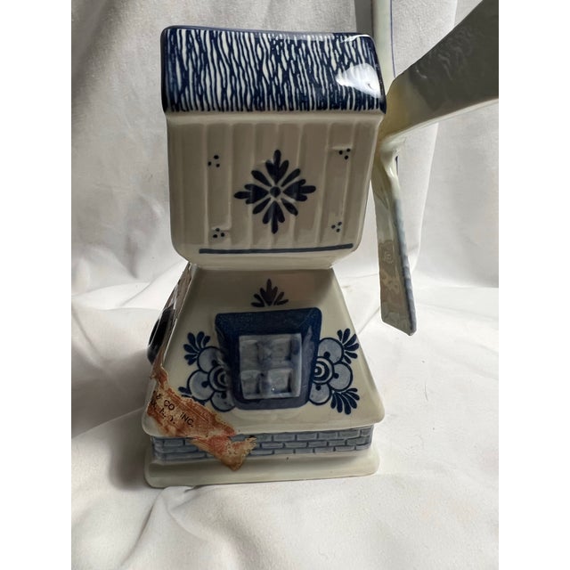 1970s Old Rynbende & Sons Delft Blue Spinning Windmill Music Box For Sale - Image 5 of 10