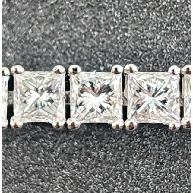 6.53 Ct Princess Cut Diamond Tennis Bracelet For Sale - Image 4 of 8