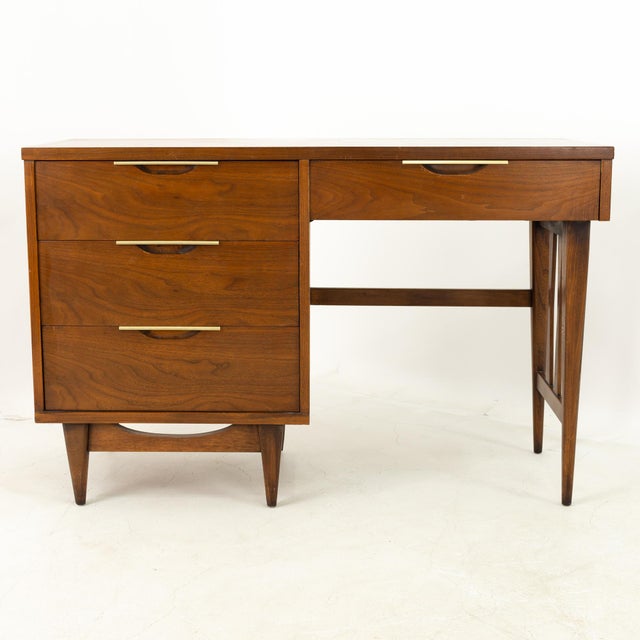 Kent Coffey Tableau Mid Century Walnut Desk With Matching Chair Chairish