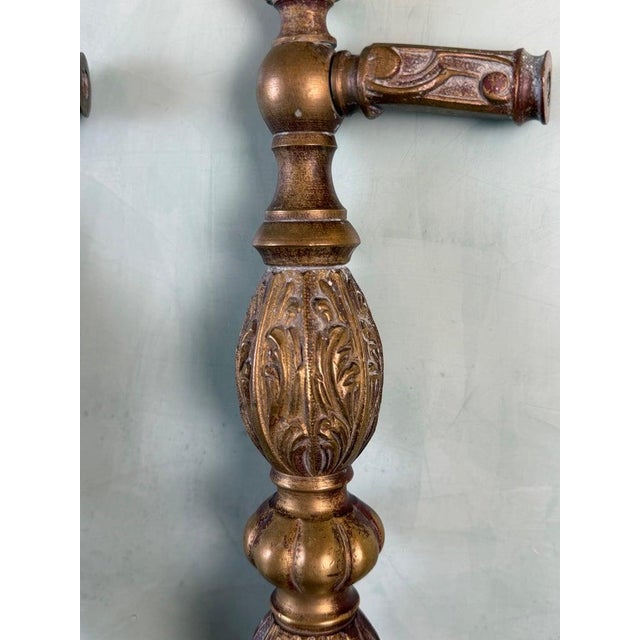 Bronze Pair of Monumental Cast Bronze Neoclassical Door Pull Handles For Sale - Image 8 of 11
