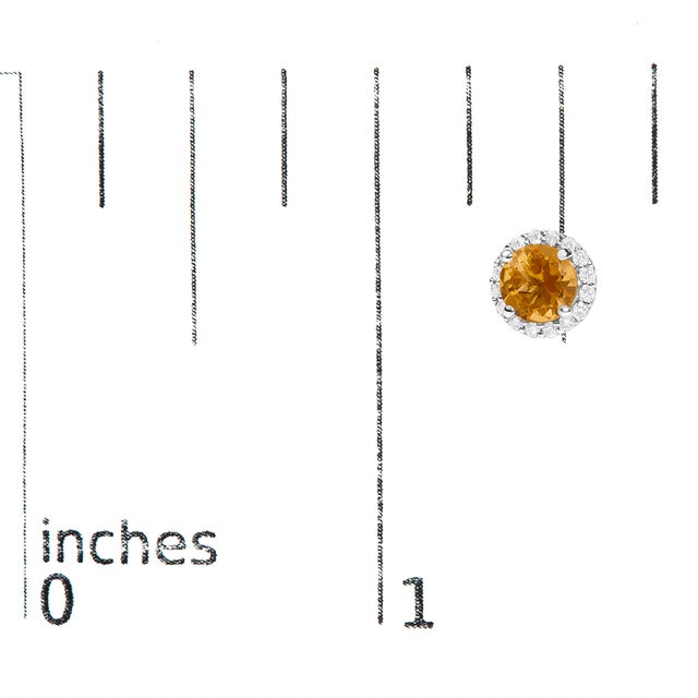Early 21st Century 10K White Gold Orange Citrine and 1/6 Cttw Diamond Halo Stud Earring For Sale - Image 5 of 5