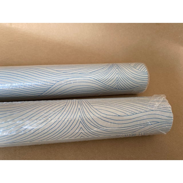 Abigail Edwards “Seascape – Summer” Wallpaper. Made in England | Hand-Drawn Coastal Wave Pattern - Two Rolls. For Sale - Image 4 of 5