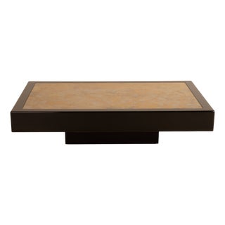 Vintage Coffee Table in Resin and Gold-Leaf Églomisé Glass, 1970s For Sale