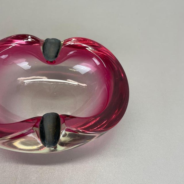 Large Pink Murano Bubble Glass Ashtray with Sterling Silver 925, Italy, 1970s For Sale - Image 6 of 18