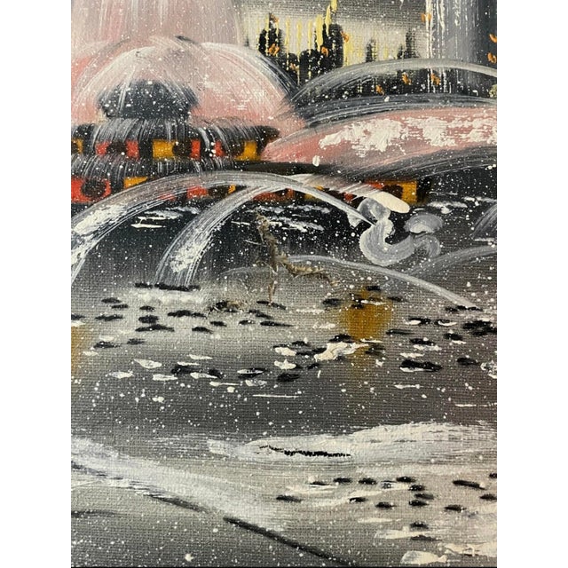 Vintage Signed Oropeza Buckingham Fountain Chicago Cityscape Painting For Sale In New York - Image 6 of 7
