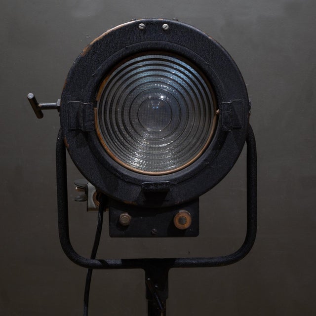Vintage Hollywood Stage Spotlight on Adjustable Steel Tripod c.1940 For Sale - Image 4 of 9