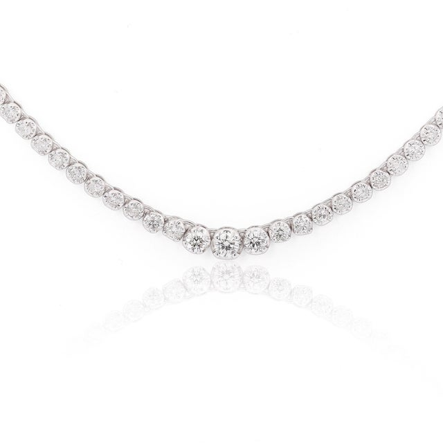 Metal 3.5 Carat Diamond Cupcake Graduated Tennis Necklace For Sale - Image 7 of 9