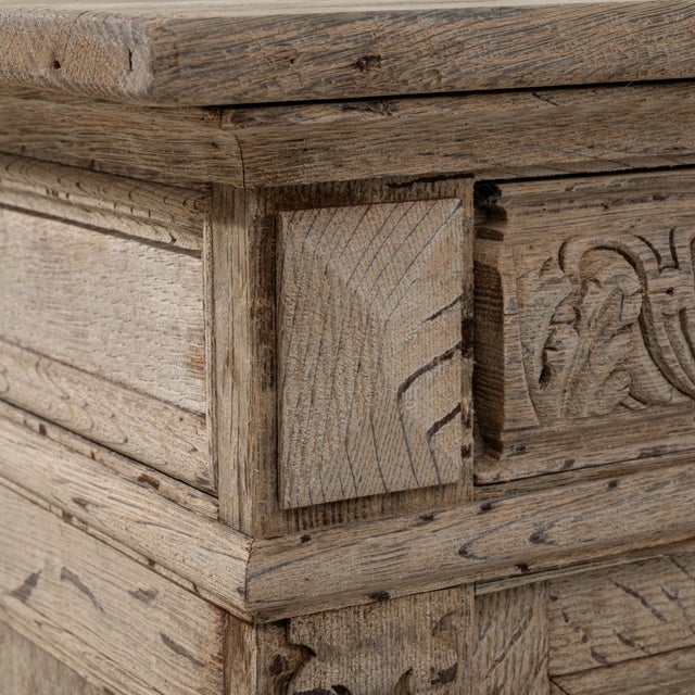 1890s French Renaissance Revival Oak Bedside Table With Drawer For Sale - Image 11 of 18