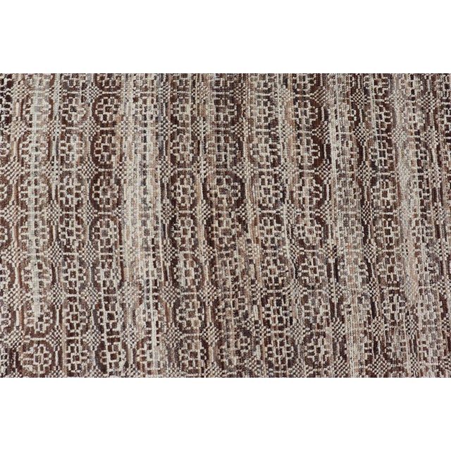 Modern Hand-Knotted Khotan Rug in Wool With Geometric Design in Brown and Ivory 10'1 X 13'1 For Sale In Atlanta - Image 6 of 12