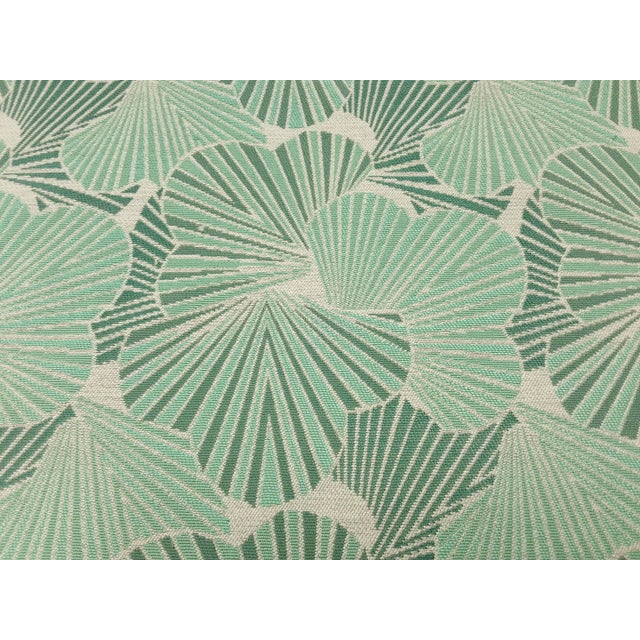 Abstract Valdese Weavers Teal Green Botanical Abstract Indoor Outdoor Upholstery Fabric For Sale - Image 3 of 4