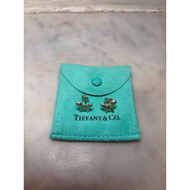 Tiffany & Co. Sterling Silver Elsa Peretti Butterfly Stud Earrings 3.1g, Pair For Sale - Image 6 of 6