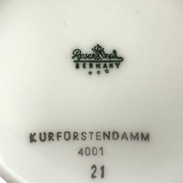 Vintage Mid-Century Modern Rosenthal Kurfürstendamm Gold Embellished Porcelain Creamer and Sugar Bowl Set For Sale - Image 13 of 13