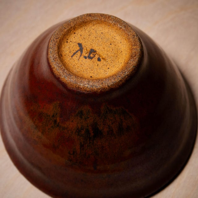Late 20th Century Handmade Red Earth Tone Ceramic Bowl For Sale - Image 9 of 9